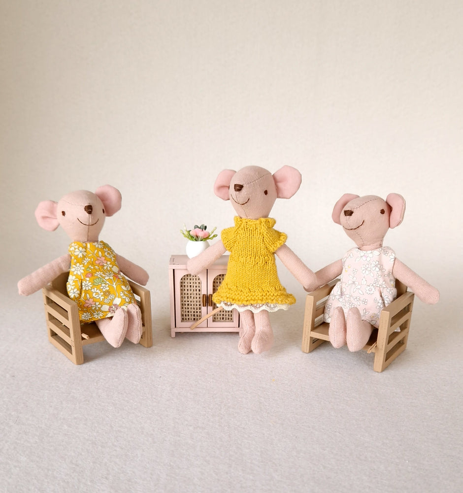 Mouse Dolls, Handmade Fabric Dolls