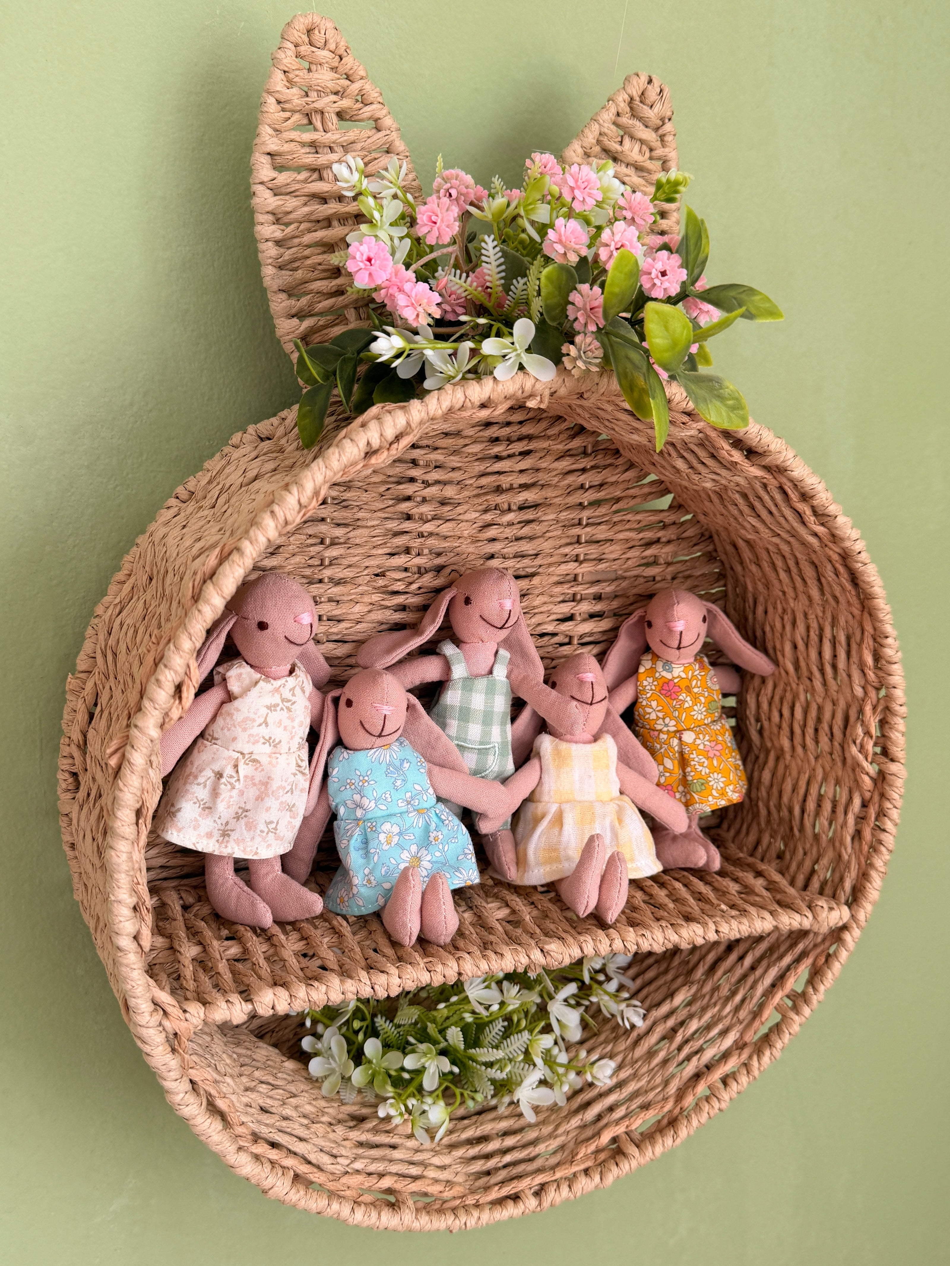 Little soft Bunnies, Handmade Fabric Dolls