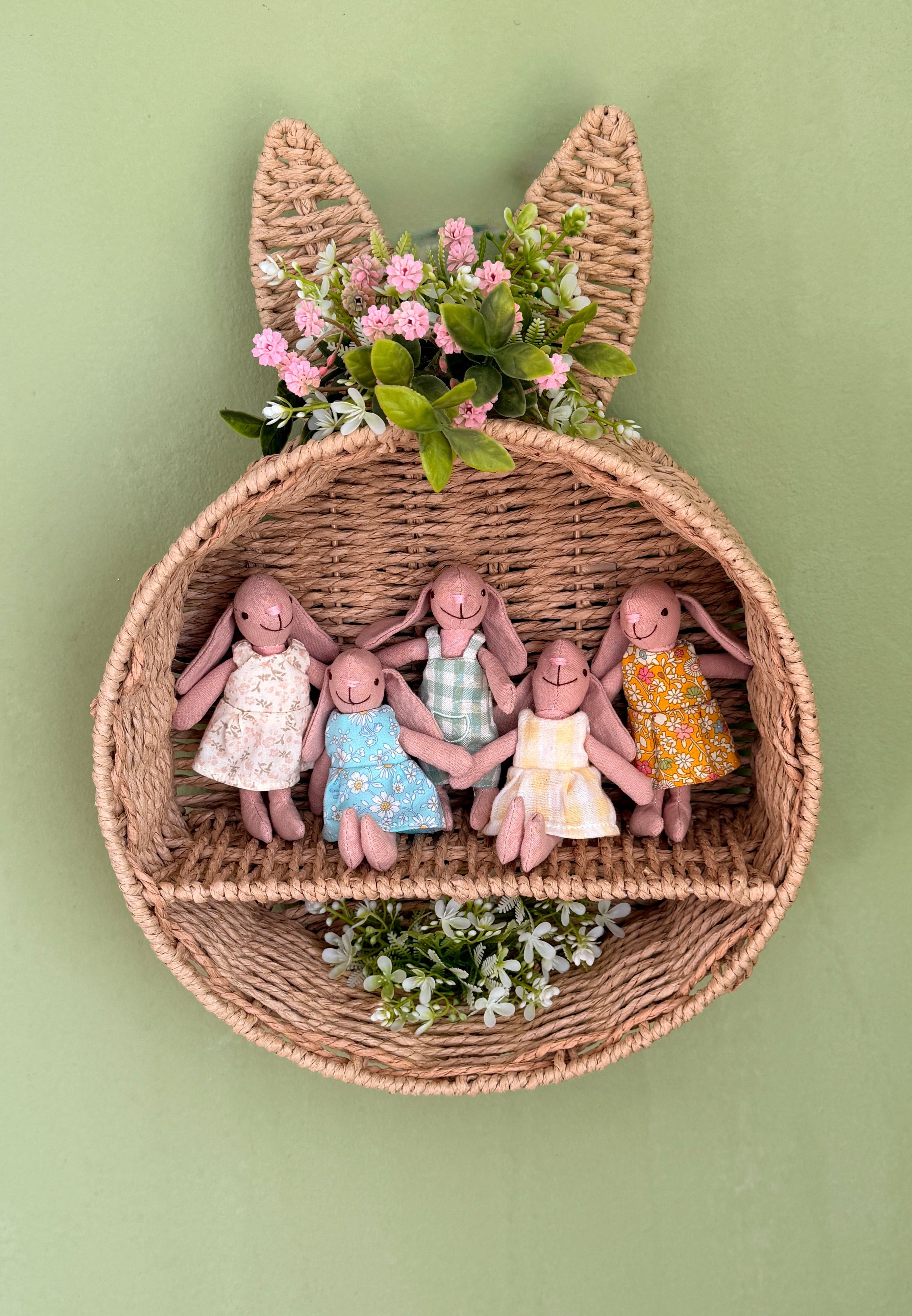 Little soft Bunnies, Handmade Fabric Dolls