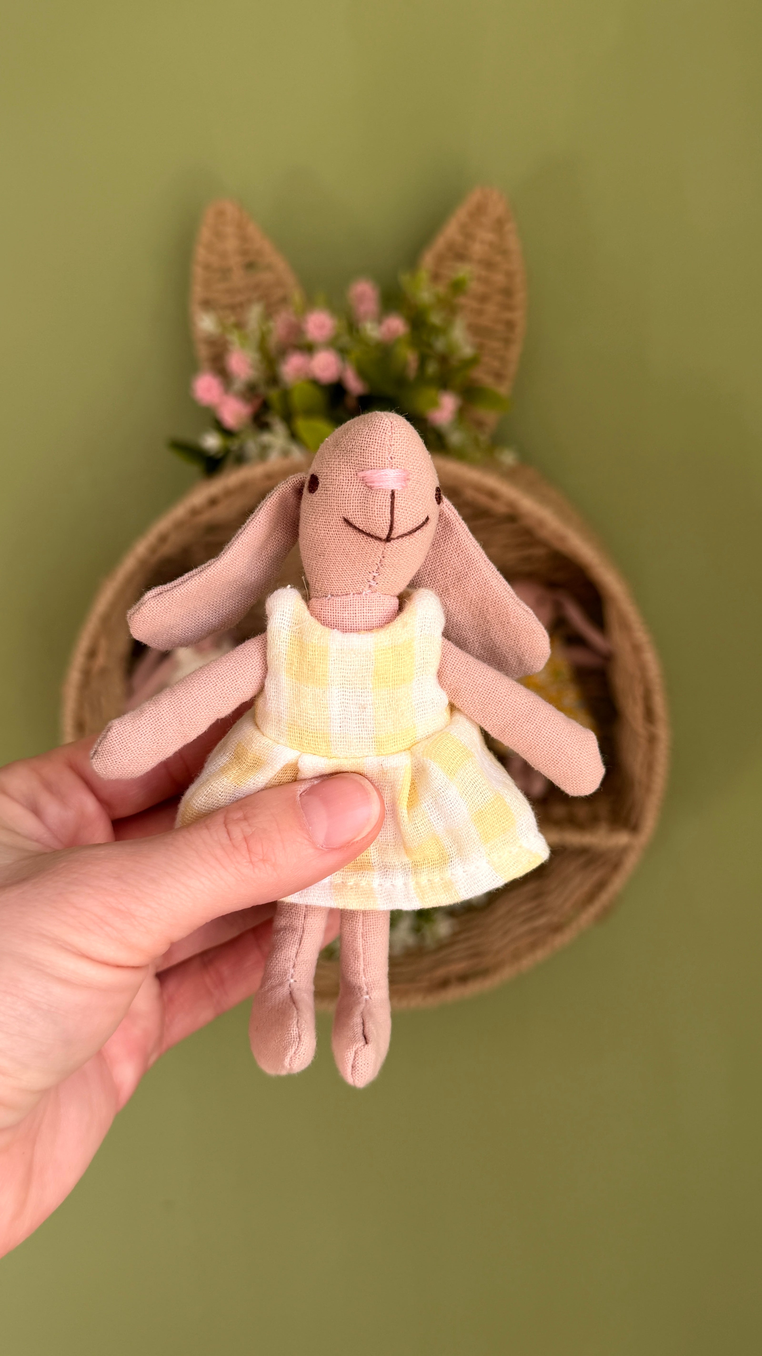 Little soft Bunnies, Handmade Fabric Dolls