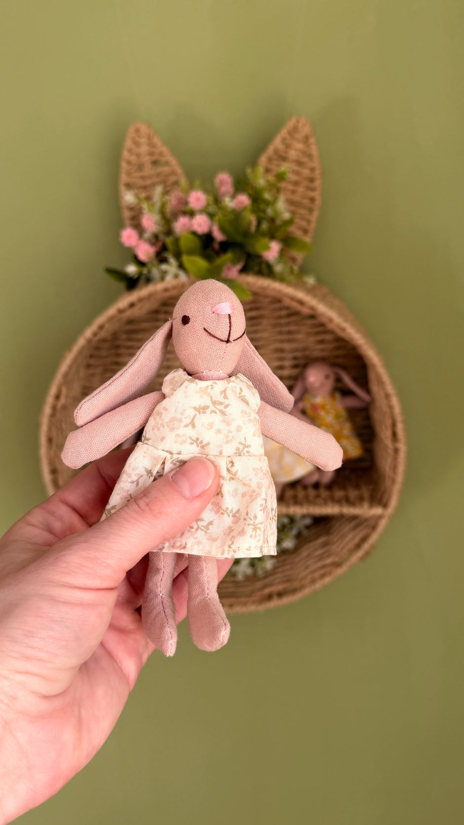 Little soft Bunnies, Handmade Fabric Dolls