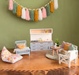 Pastell Frühlingsmöbel-Set – 1:12 Puppenhaus