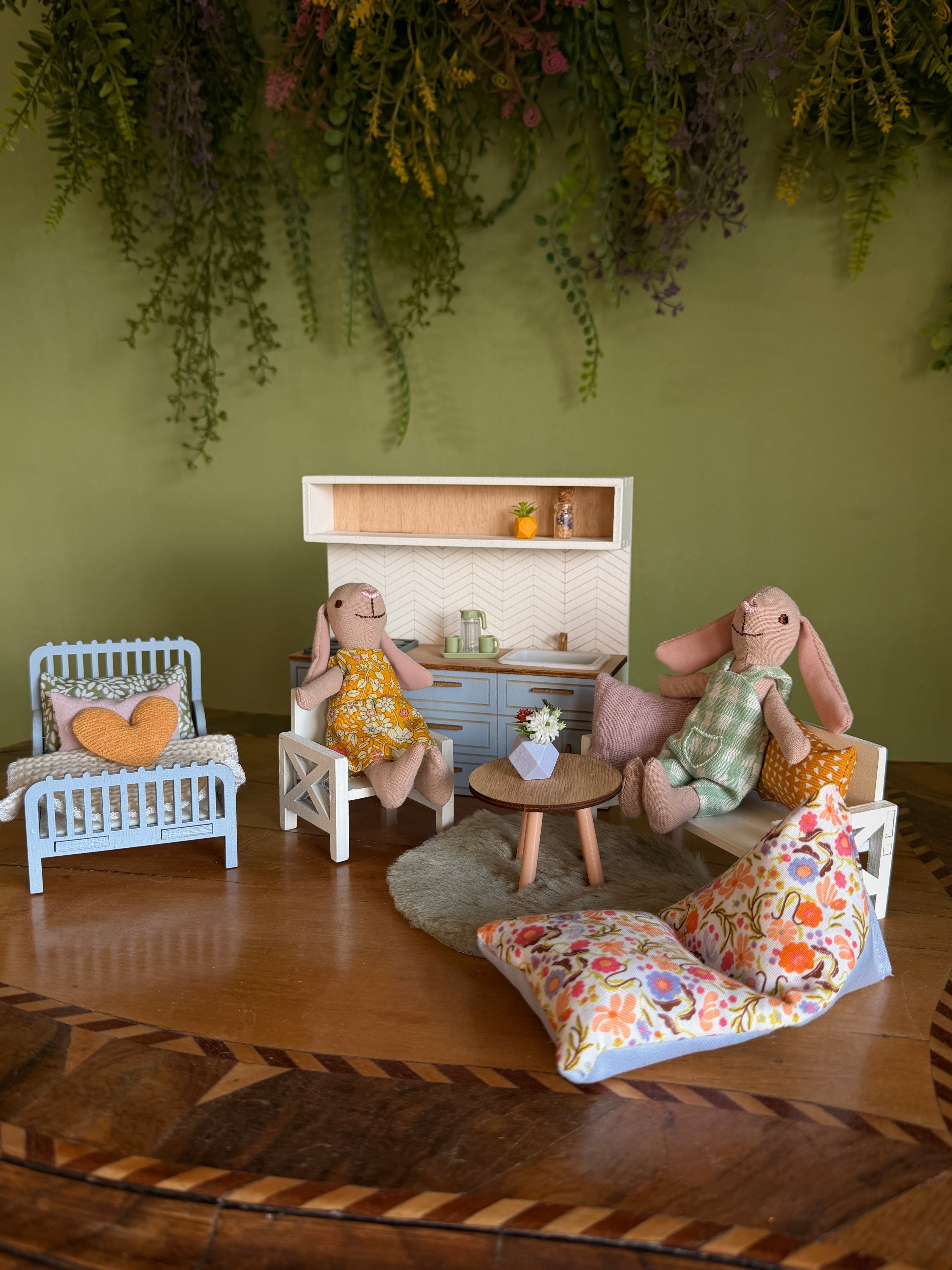 Pastell Frühlingsmöbel-Set – 1:12 Puppenhaus