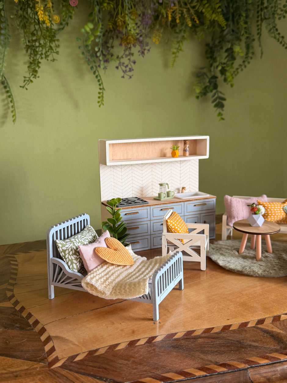 Pastell Frühlingsmöbel-Set – 1:12 Puppenhaus