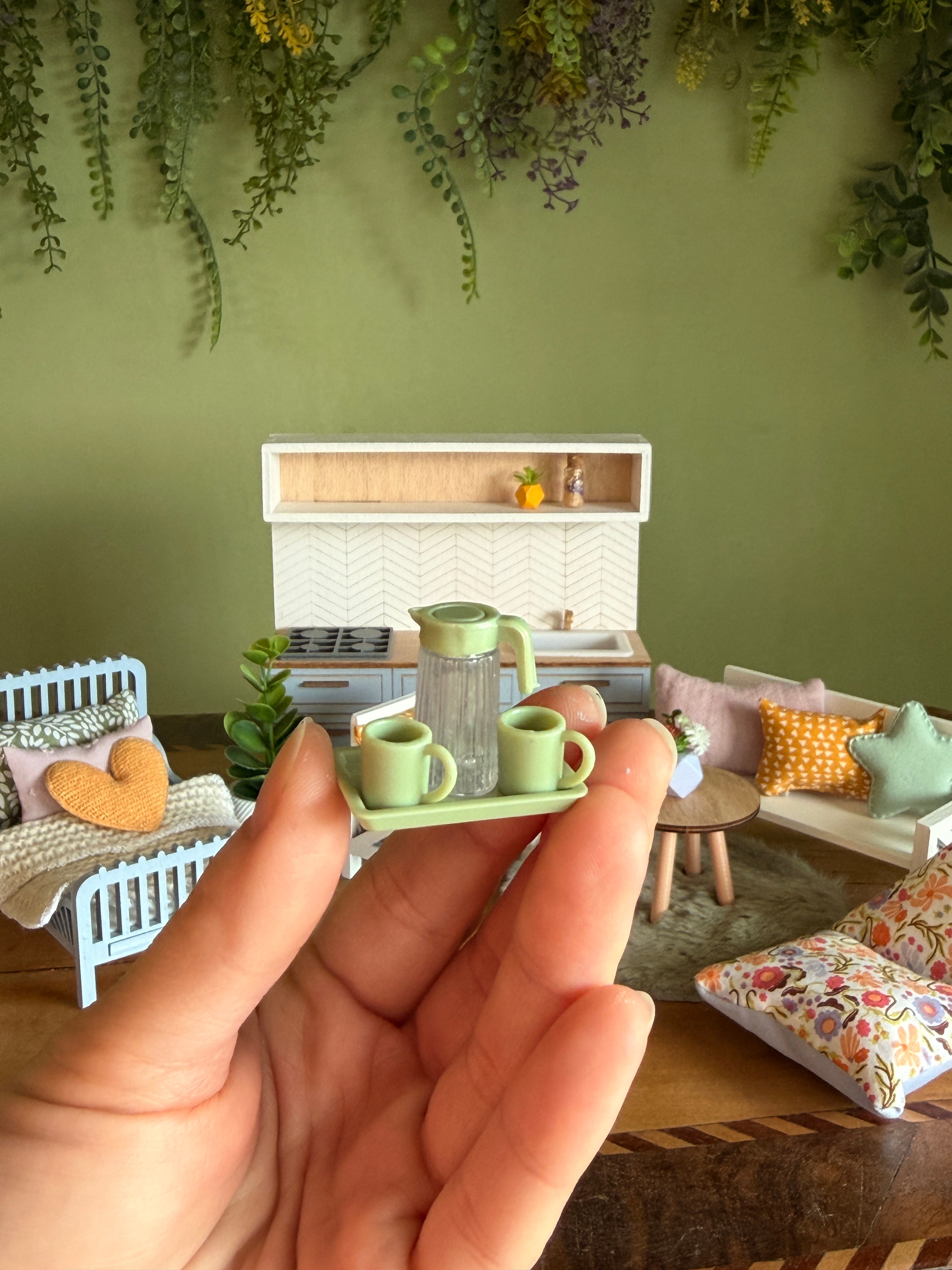 Pastell Frühlingsmöbel-Set – 1:12 Puppenhaus