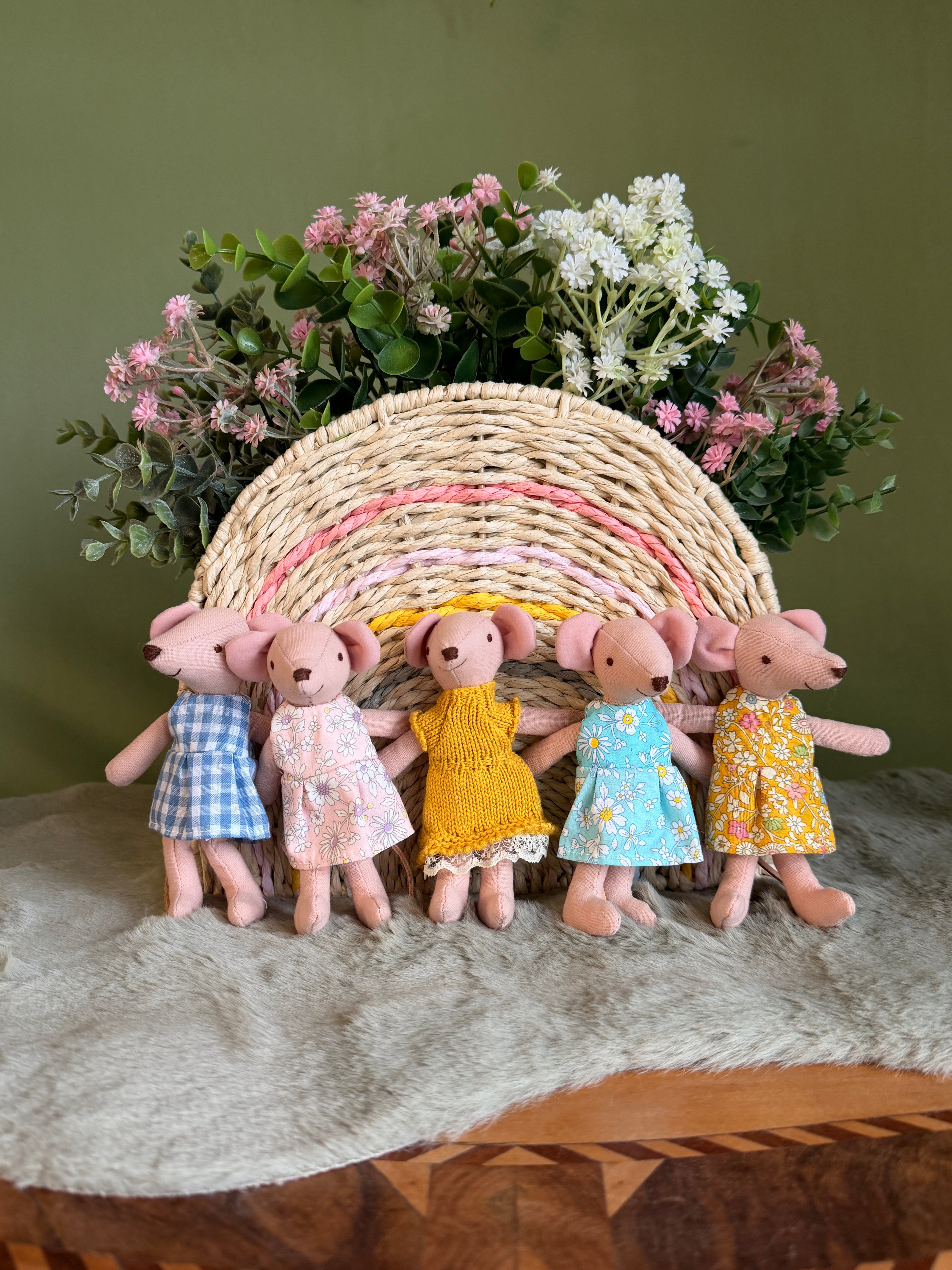 Mouse Dolls, Handmade Fabric Dolls