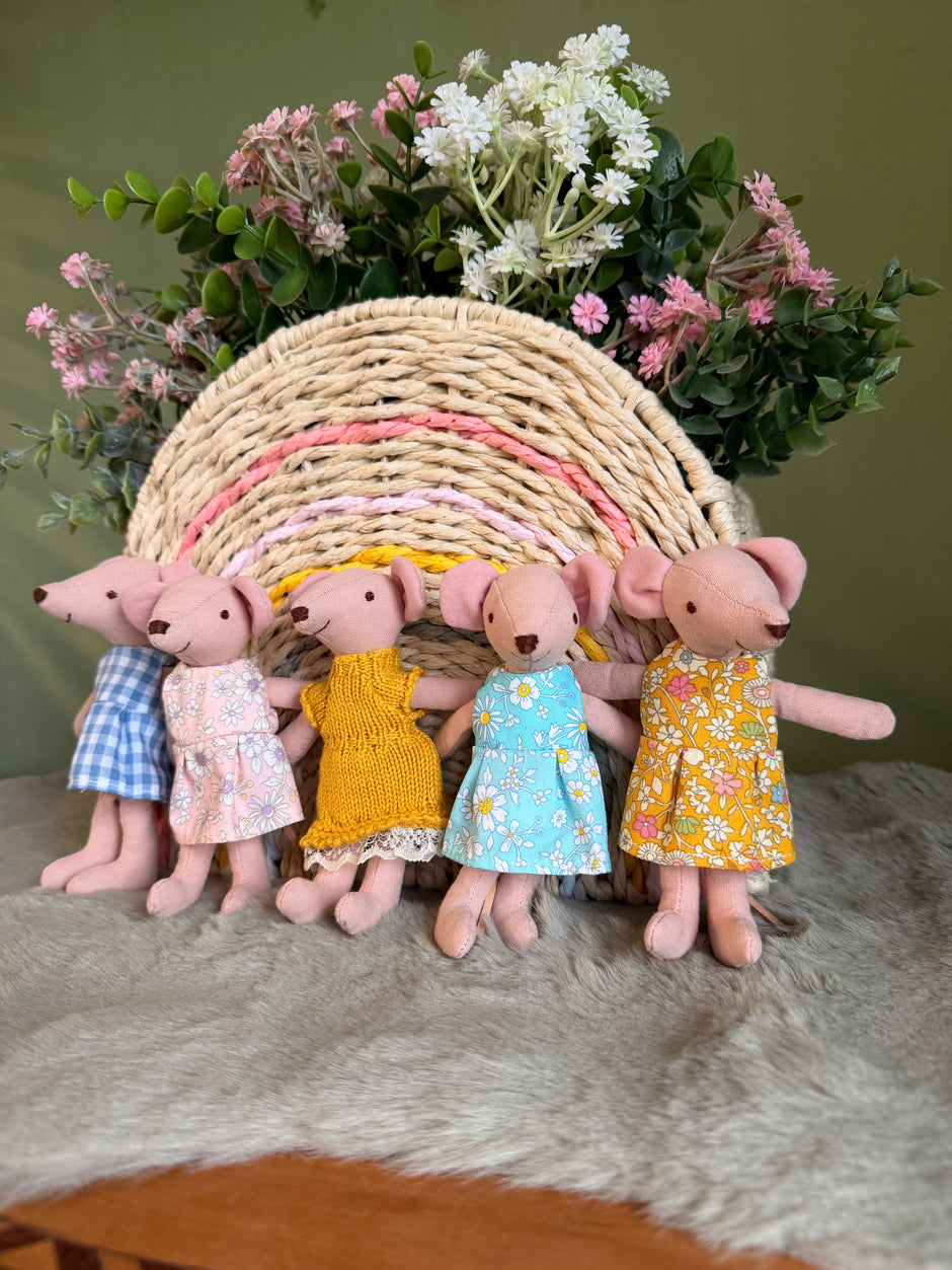 Mouse Dolls, Handmade Fabric Dolls