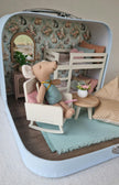 Kleines Puppenhaus im Koffer, Hasennest, Puppenhaus, Miniaturmöbel, Maßstab 1:12, Maileg Mäusehaus