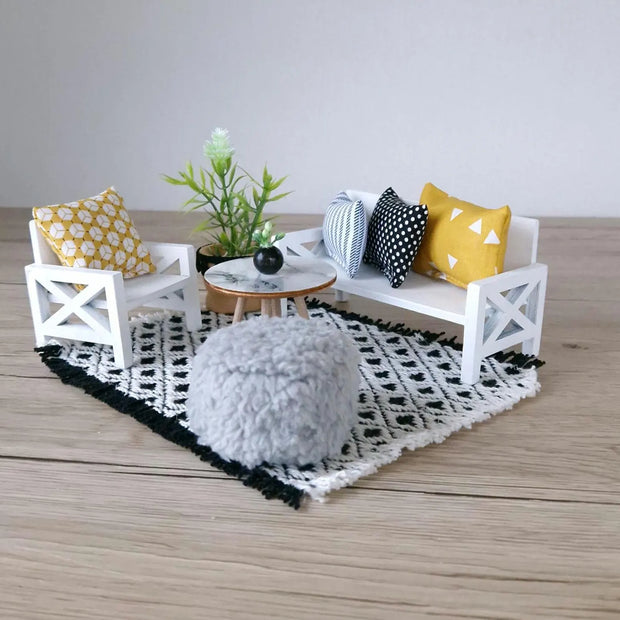 Miniatur-Wohnzimmer-Set im Maßstab 1:12, Luxe Comfort, moderne Puppenhausmöbel (perfekt für das Ikea Flisat Puppenhaus)
