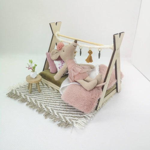 Dolhouse Miniaturmöbel im Maßstab 1:12 / Blush / Kinderzimmer / Bett / Maileg Maus / Holzmöbel