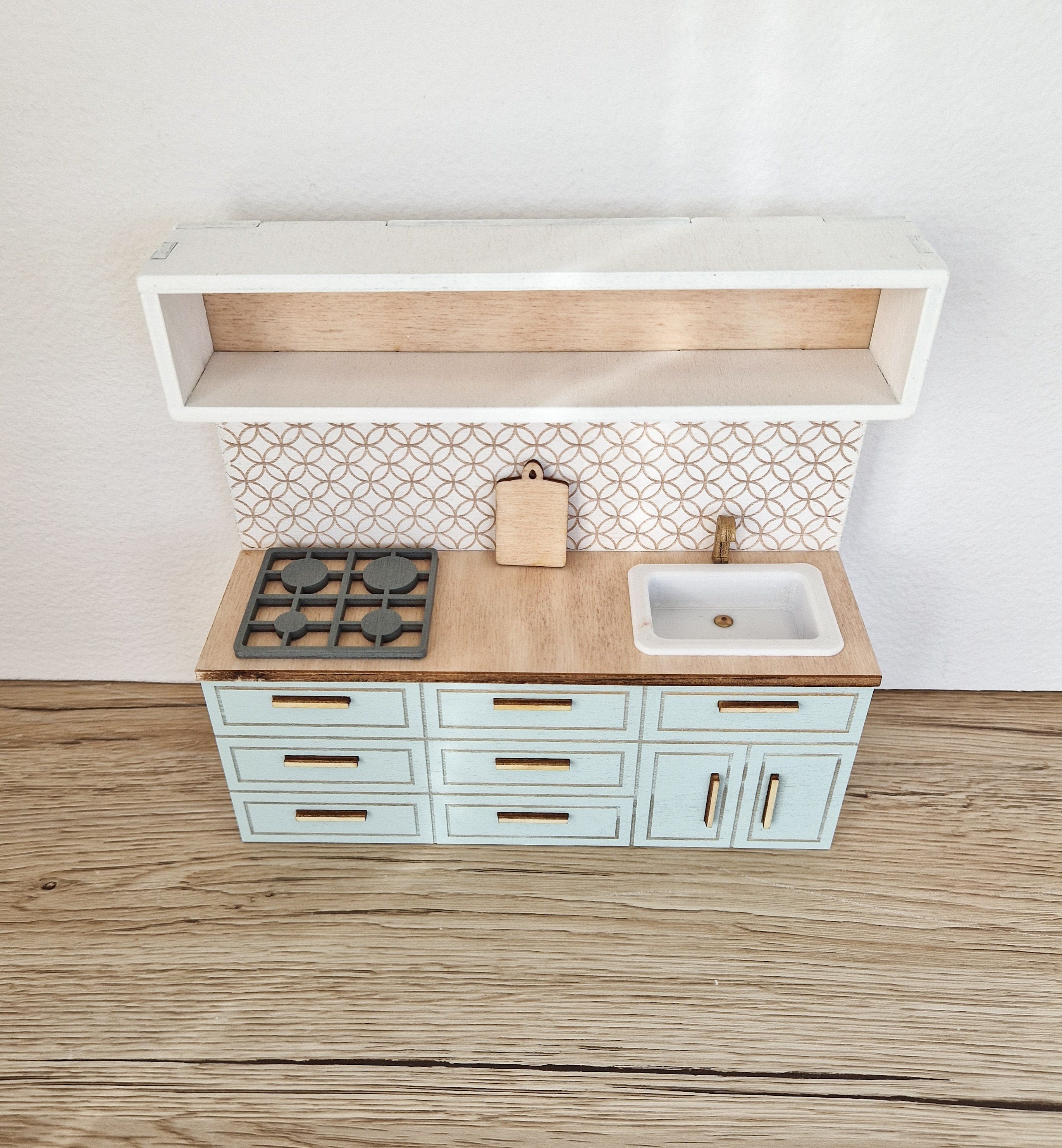 Miniatur-Puppenhausküche, Cloud, Maßstab 1:12, Miniaturmöbel (perfekt für Ikea-Puppenhäuser)