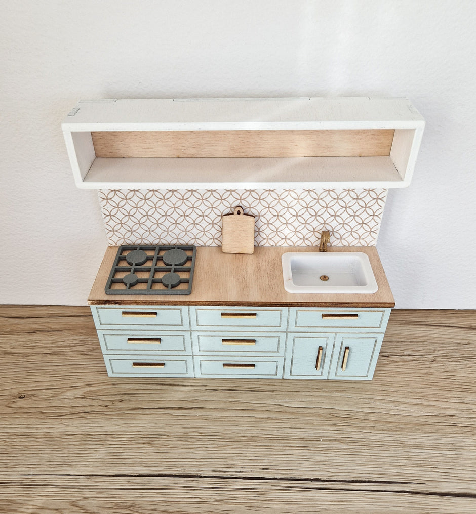 Miniatur-Puppenhausküche, Cloud, Maßstab 1:12, Miniaturmöbel (perfekt für Ikea-Puppenhäuser)