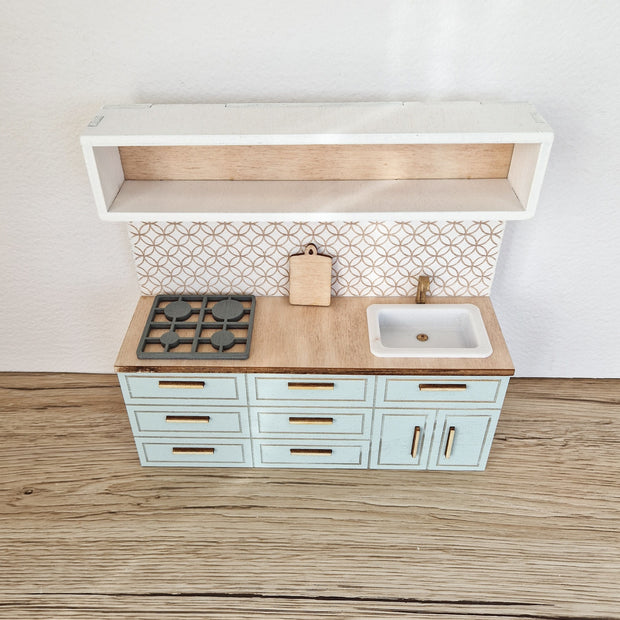Miniatur-Puppenhausküche, Cloud, Maßstab 1:12, Miniaturmöbel (perfekt für Ikea-Puppenhäuser)