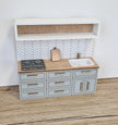 Miniatur-Puppenhausküche, Grau, Maßstab 1:12, Miniaturmöbel (perfekt für Ikea-Puppenhäuser)
