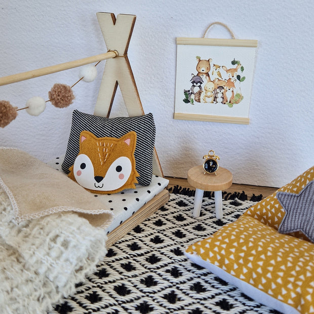 Puppenhaus-Kinderzimmer-Set im Maßstab 1:12, Cozy Fox, Miniaturmöbel-Set, Maileg-Mäuse (perfekt für Ikea-Puppenhäuser)