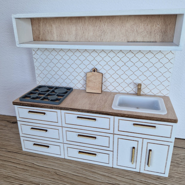 Miniatur-Puppenhausküche, Weiß, Maßstab 1:12, Miniaturmöbel (perfekt für Ikea-Puppenhäuser)