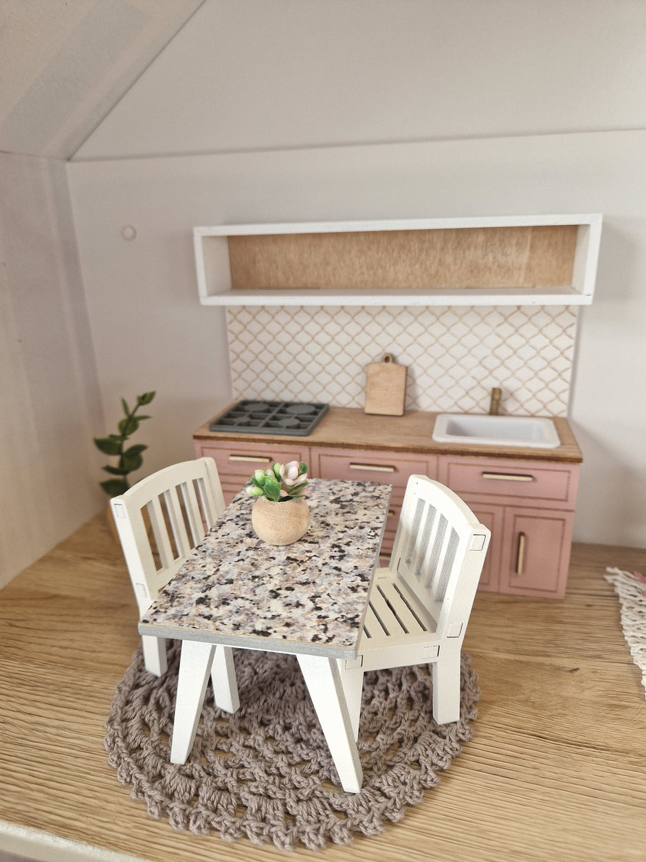 Miniatur-Puppenhausküche, Maßstab 1:12, Rosa, Miniaturmöbel (perfekt für Ikea-Puppenhäuser)