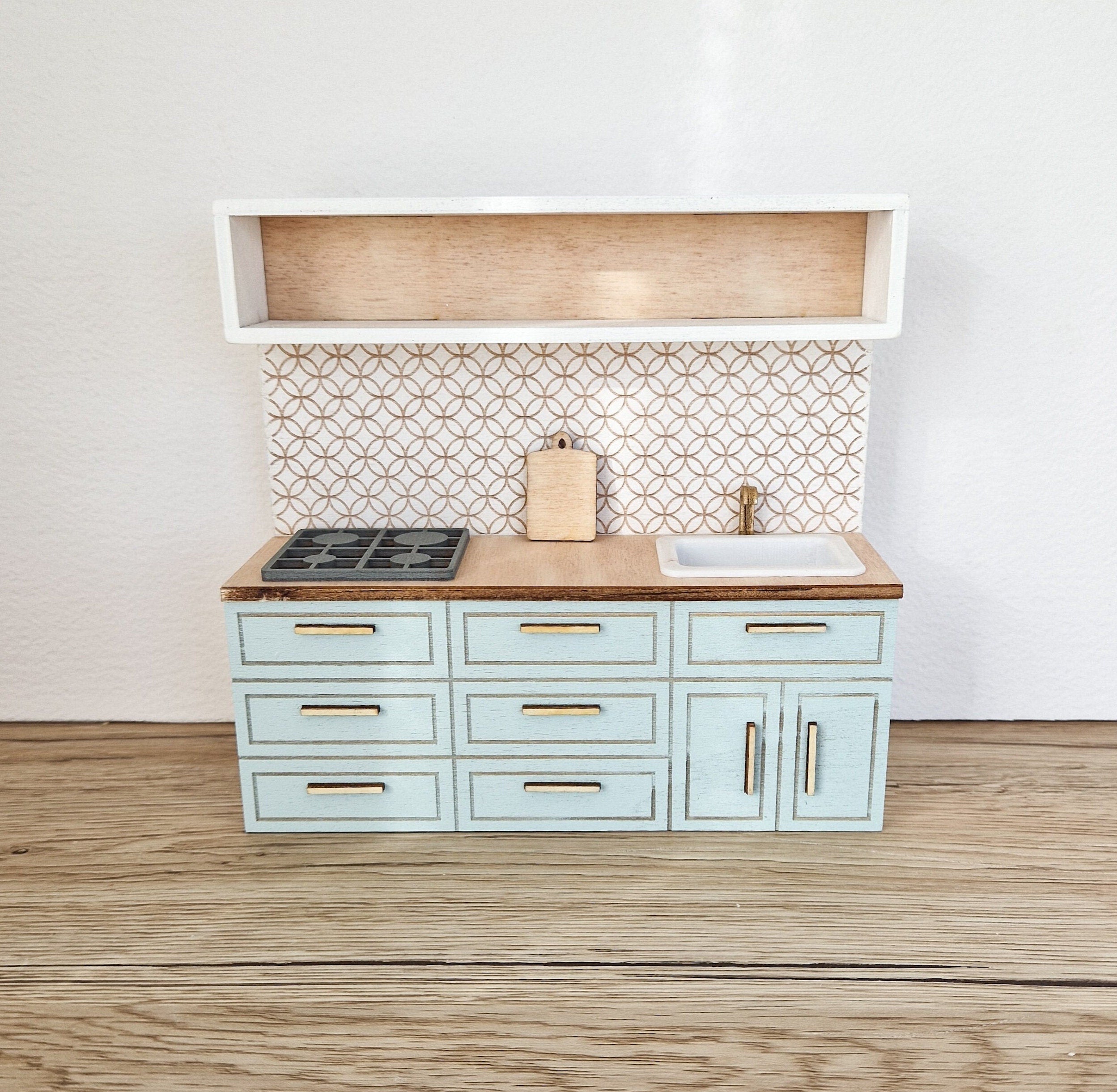 Miniatur-Puppenhausküche, Cloud, Maßstab 1:12, Miniaturmöbel (perfekt für Ikea-Puppenhäuser)