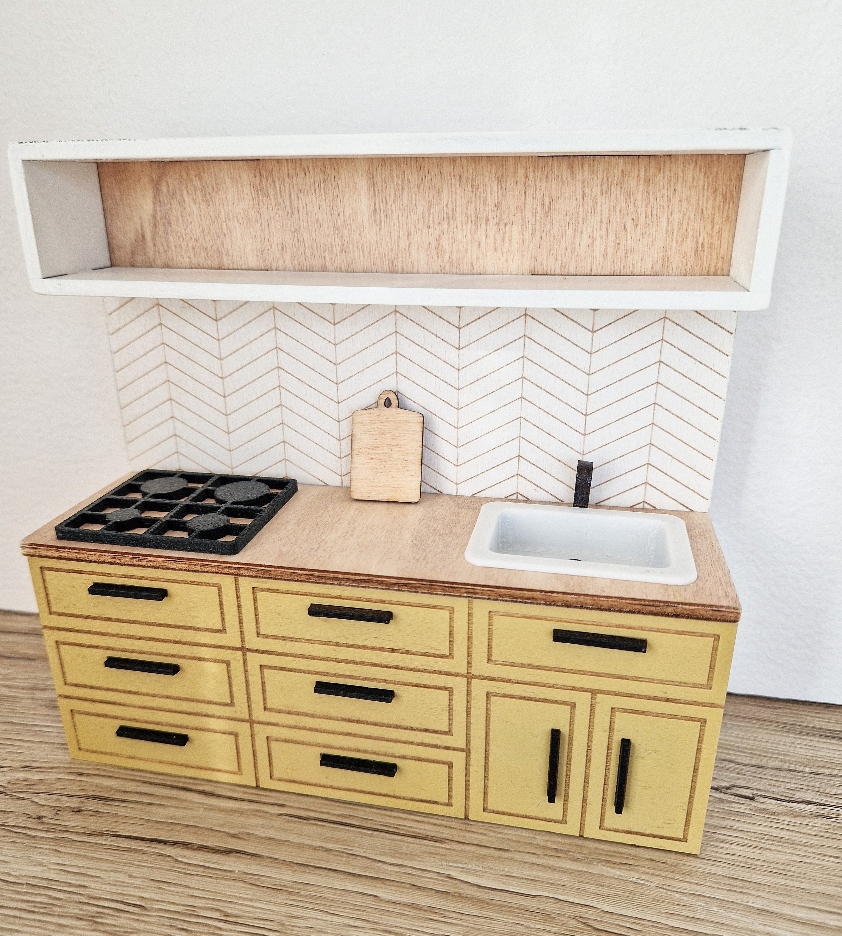 Miniatur-Puppenhausküche, Mellow, Maßstab 1:12, Miniaturmöbel (perfekt für Ikea-Puppenhäuser)