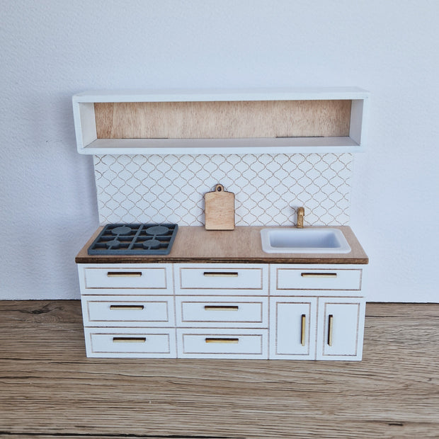 Miniatur-Puppenhausküche, Weiß, Maßstab 1:12, Miniaturmöbel (perfekt für Ikea-Puppenhäuser)