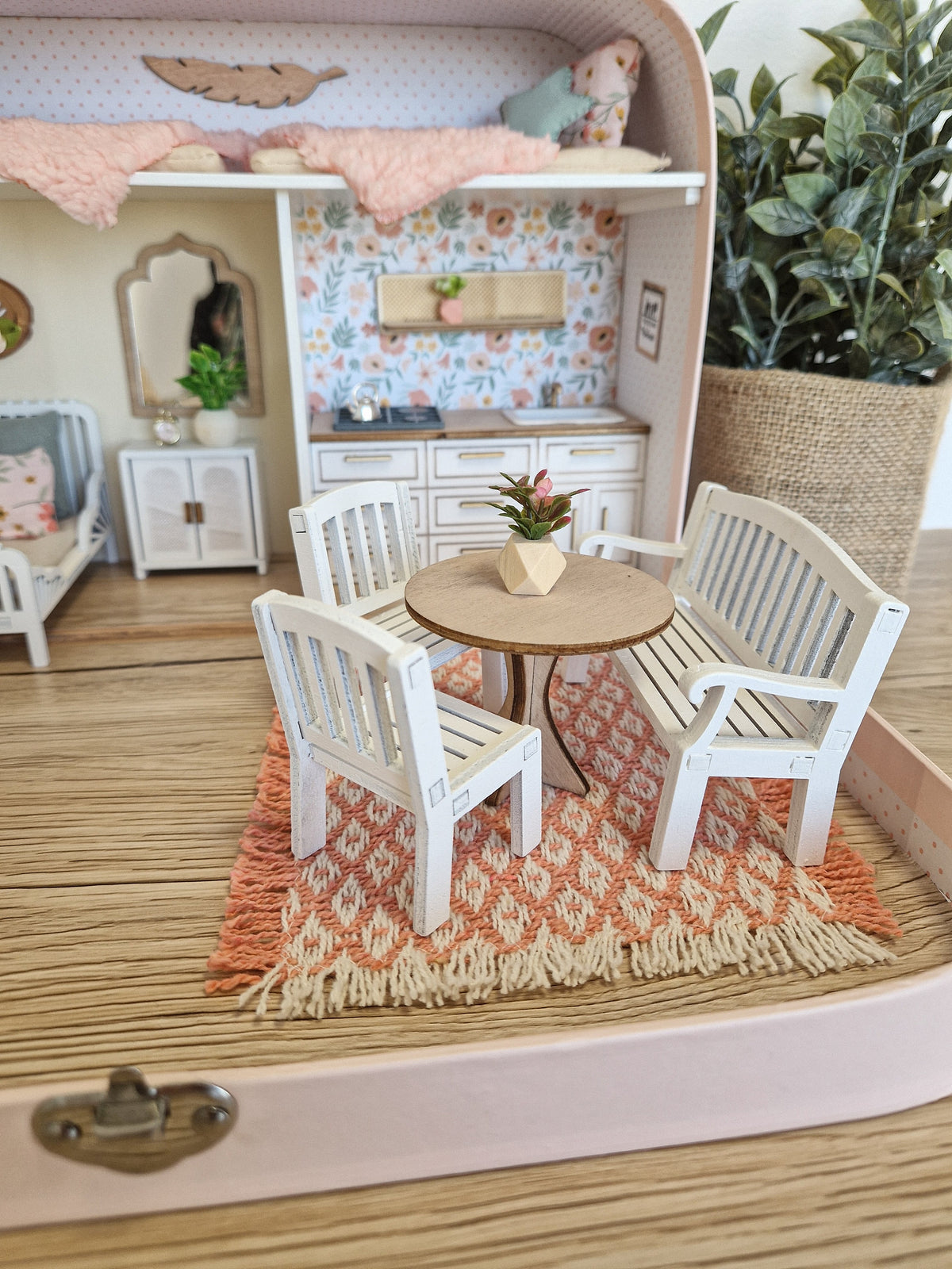 Cozy Rose Cottage – Large Suitcase Dollhouse, handmade in Slovenia – photo 3