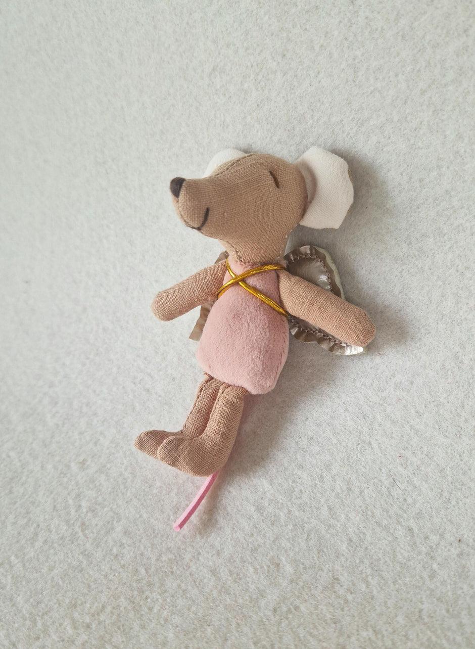 Small Fairy Mouse Doll with Wings, 11 cm, handmade fabric doll – photo 3