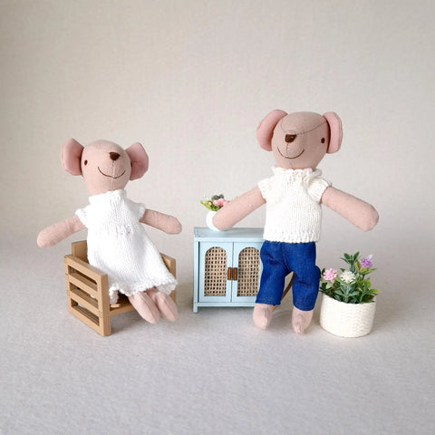 Mama- und Papa-Maus, Stoffpuppen – Foto 2