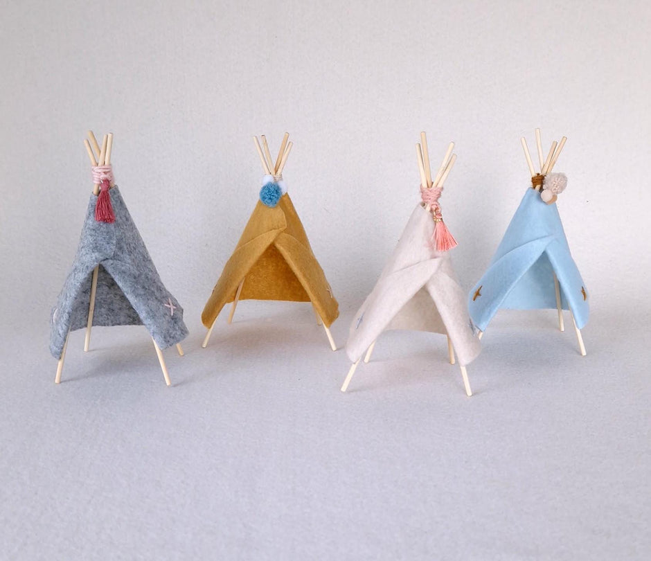 Miniature Felt Teepee, handmade 1:12 miniature