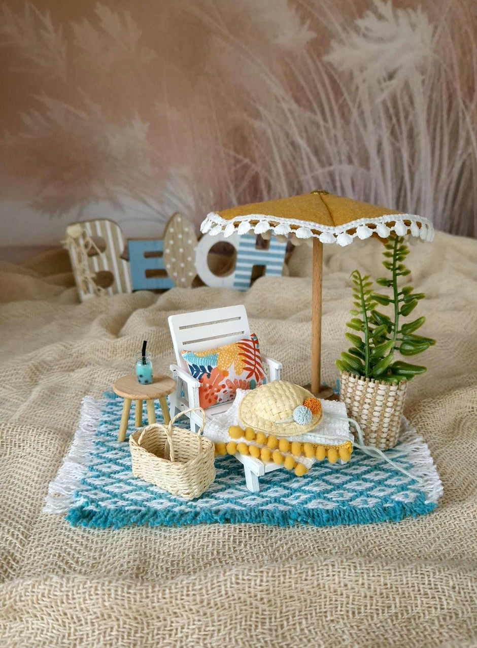 Miniature Beach Lounge Set, 1:12 Scale, handmade – photo 7