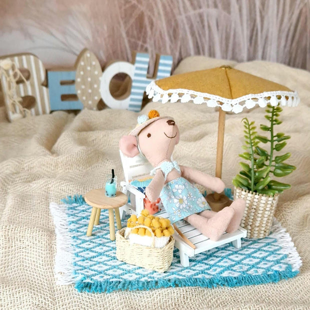 Miniature Beach Lounge Set, 1:12 Scale, handmade