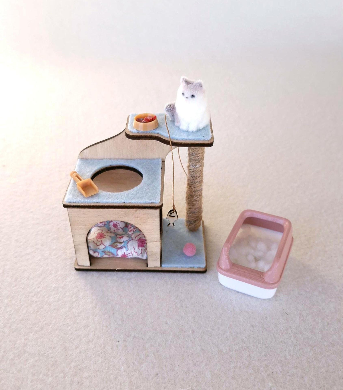 Miniature Cat House with Little Cat, 1:12 Scale, handmade – photo 8