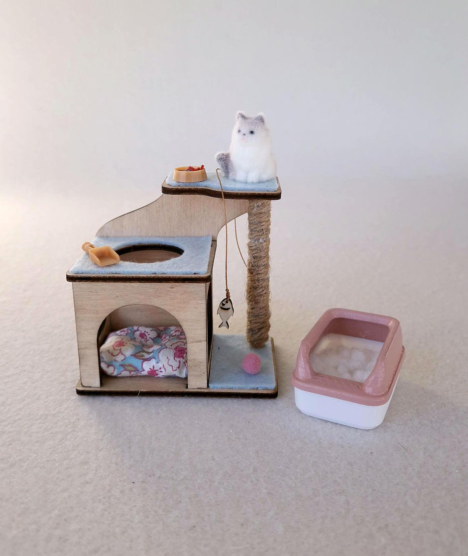 Miniature Cat House with Little Cat, 1:12 Scale, handmade – photo 2