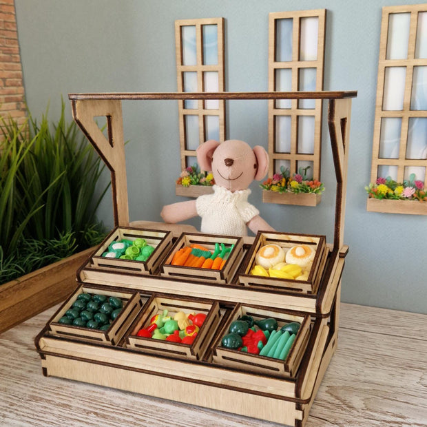 Selbstgebauter Miniatur-Bauernmarktstand