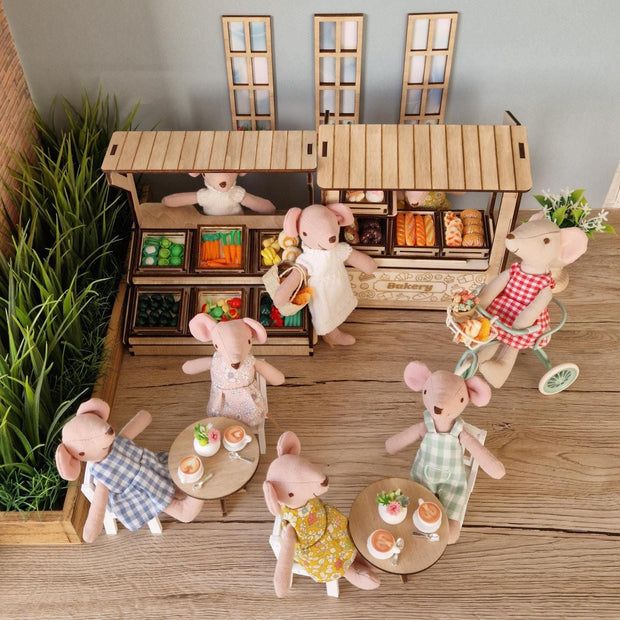 Miniatur-Bäckereistand zum Selberbauen – Möbel aus Holz (Maileg) & Rollenspielset