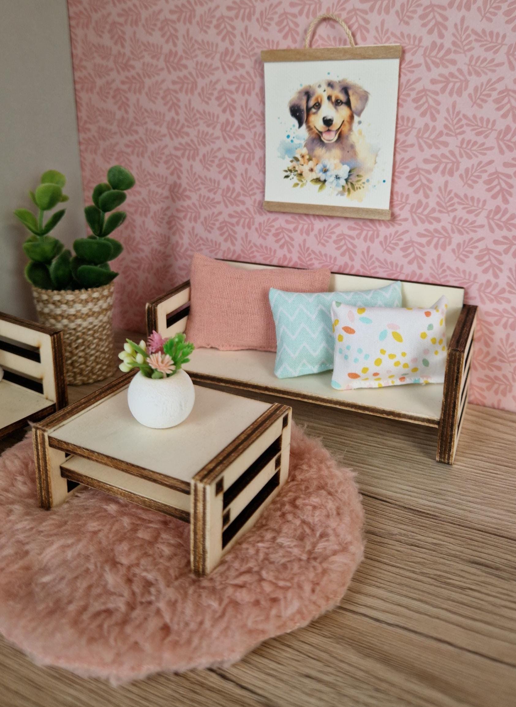 Skandinavische Miniatur-Sofagarnitur selber bauen – Moderne Holzmöbel für Maileg & Puppenhausspiele