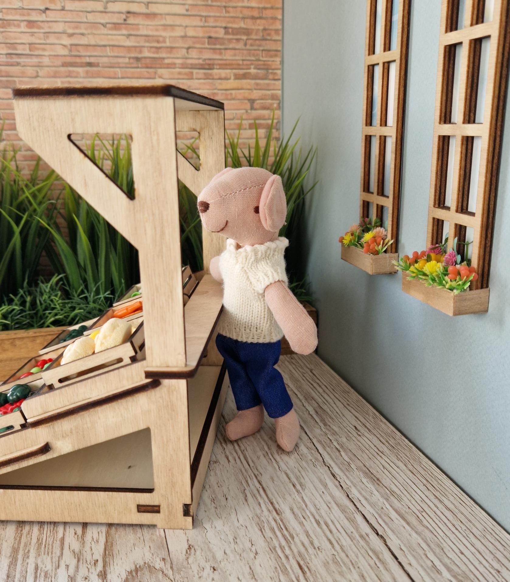 Selbstgebauter Miniatur-Bauernmarktstand