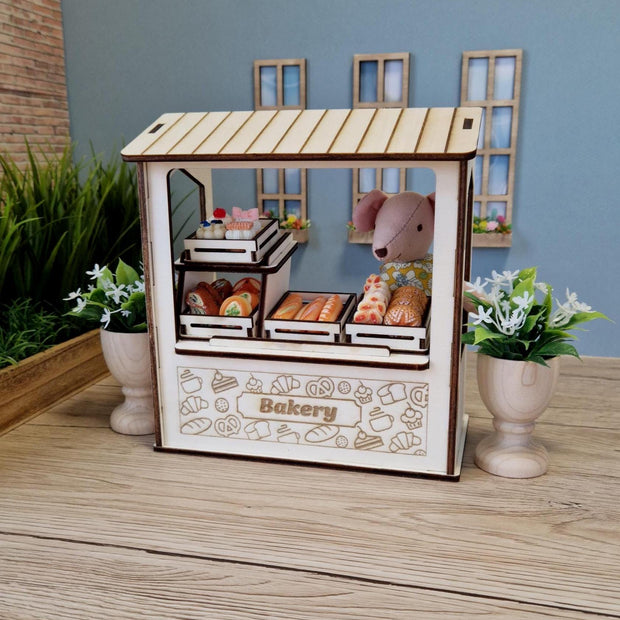 Miniatur-Bäckereistand zum Selberbauen – Möbel aus Holz (Maileg) & Rollenspielset