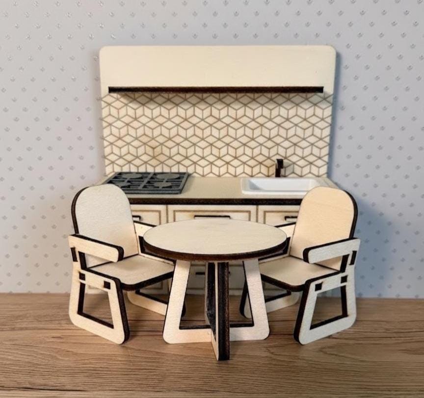 DIY Japandi Mini-Essgruppe – Minimalistische Holzmöbel für Maileg & Puppen