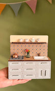 Miniature Kitchen with Hand-Painted Backsplash – Light Grey, handmade 1:12 miniature – photo 6