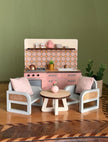 Miniature Kitchen with Hand-Painted Backsplash – Pink, handmade 1:12 miniature – photo 5
