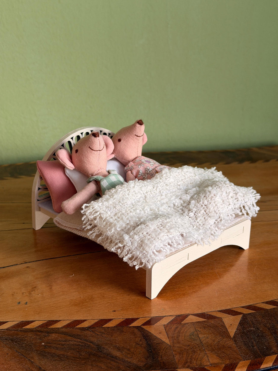 Dollhouse Double Bed – Wooden Bedroom, 1:12 Scale, handmade – photo 4