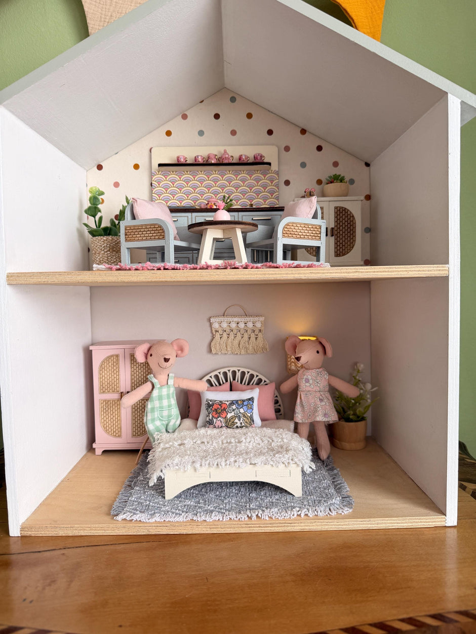 Dollhouse Double Bed – Wooden Bedroom, 1:12 Scale, handmade – photo 6