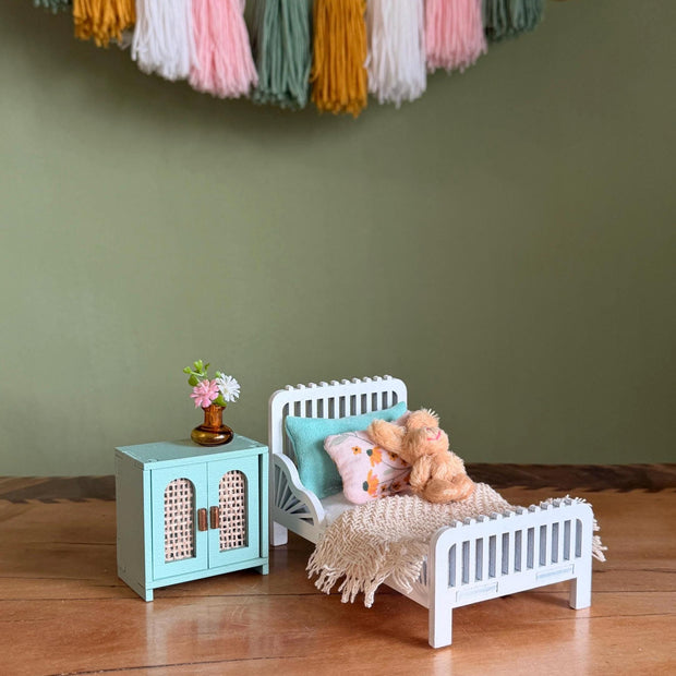 Ballerina Bedroom Set – Bed with Bedding, handmade 1:12 miniature
