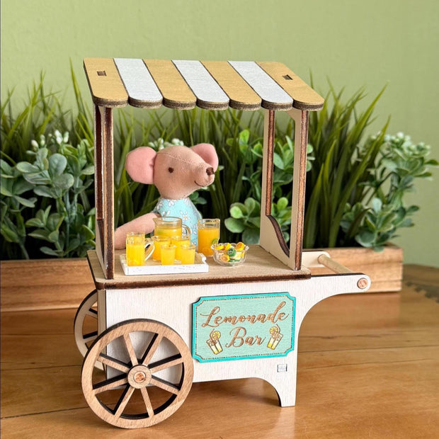 Miniature Lemonade Stand – Rolling Market Cart, handmade 1:12 miniature