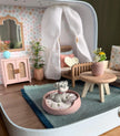 Tiny Plush Puppy in a Miniature Dog Bed, handmade 1:12 miniature – photo 9