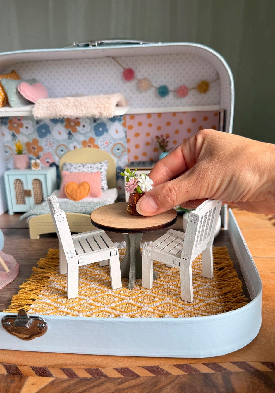 Happy Nest – Medium Suitcase Dollhouse, handmade in Slovenia – photo 6