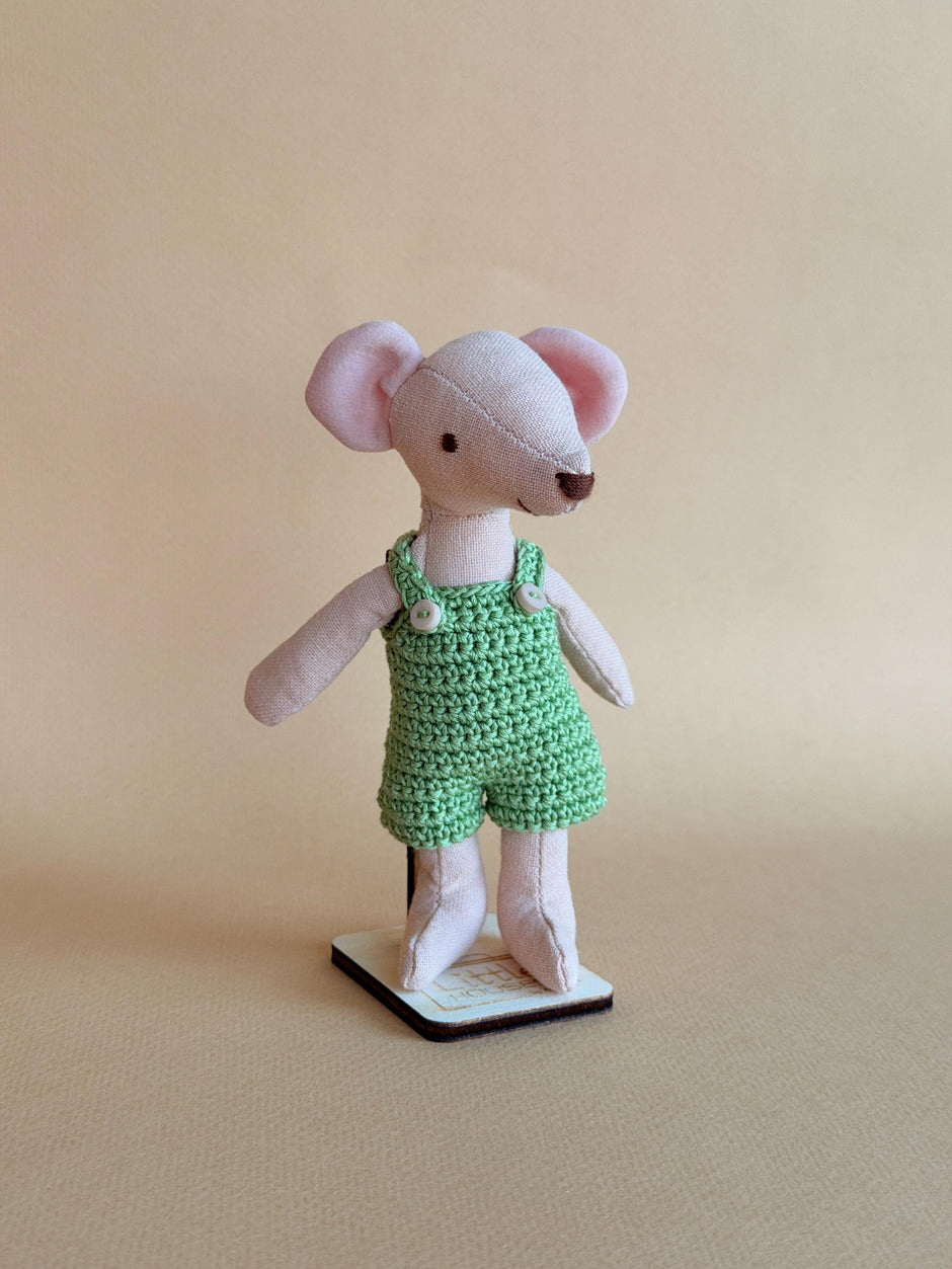 Pip – handmade fabric mouse doll, 13 cm – photo 4