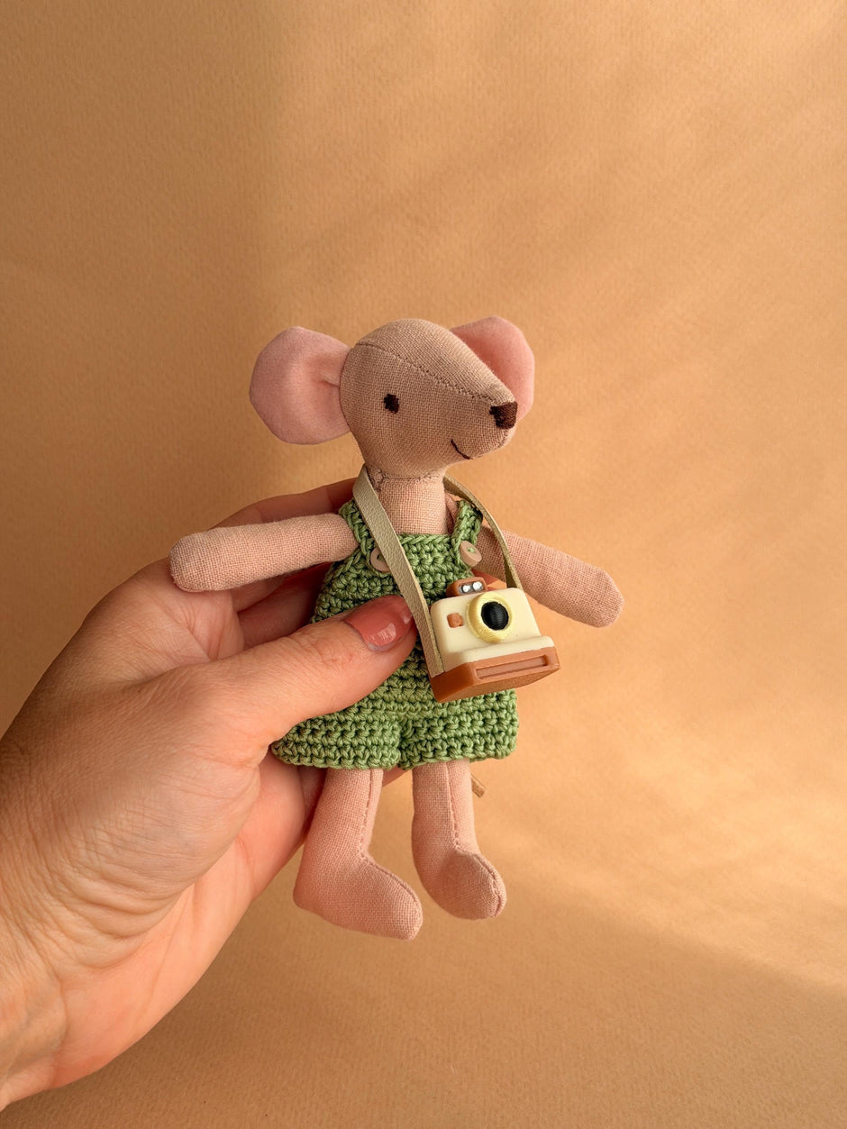 Pip – handmade fabric mouse doll, 13 cm – photo 10