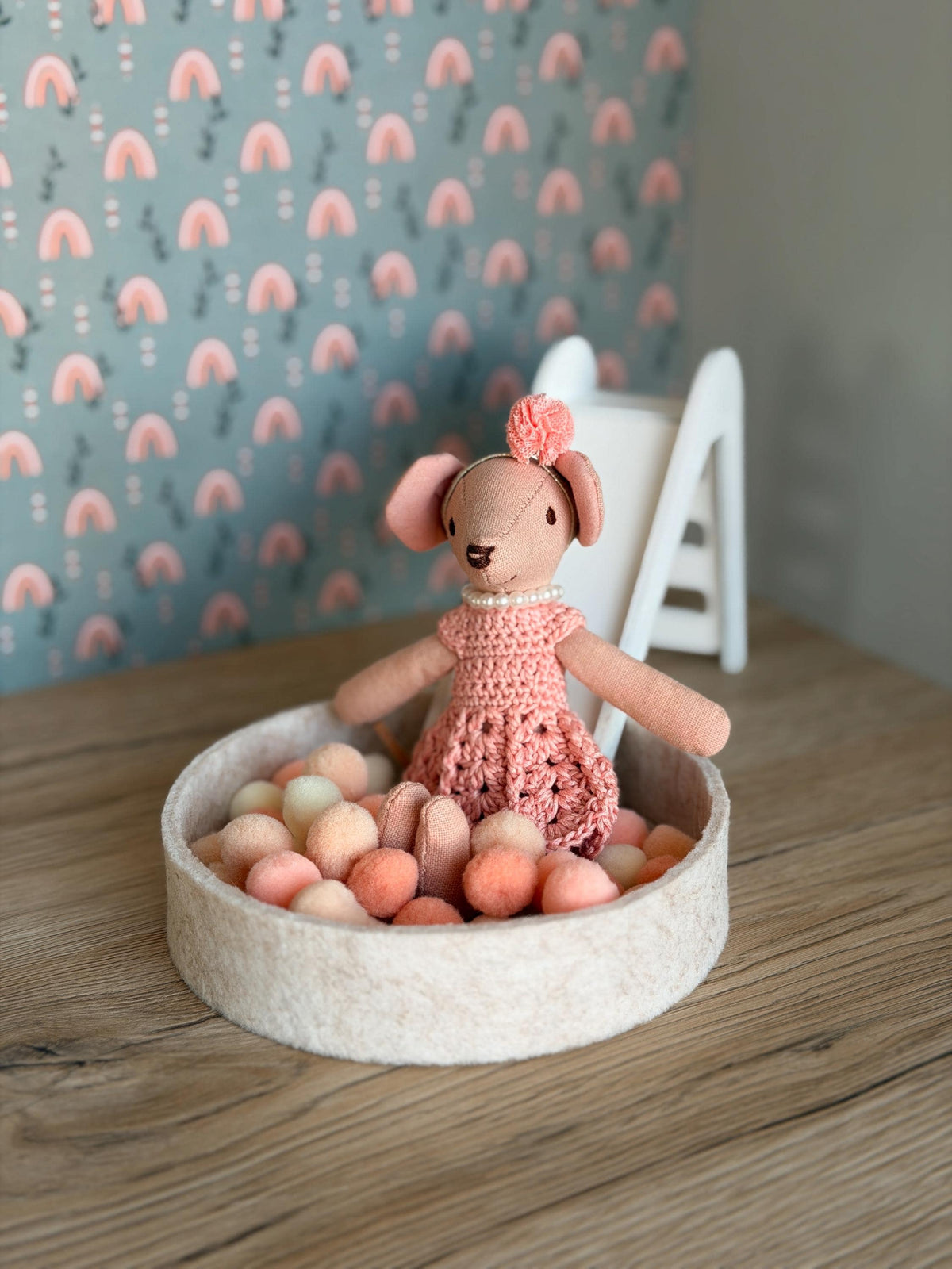 Miniature Wooden Slide and Felt Ball Pit Play Set, handmade 1:12 miniature – photo 5