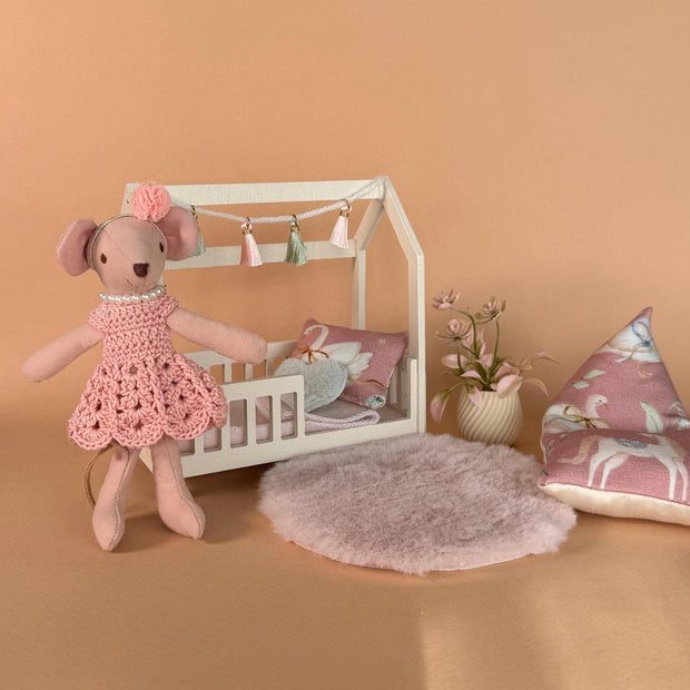 Ballerina Dollhouse Bedroom, 1:12 Scale, handmade